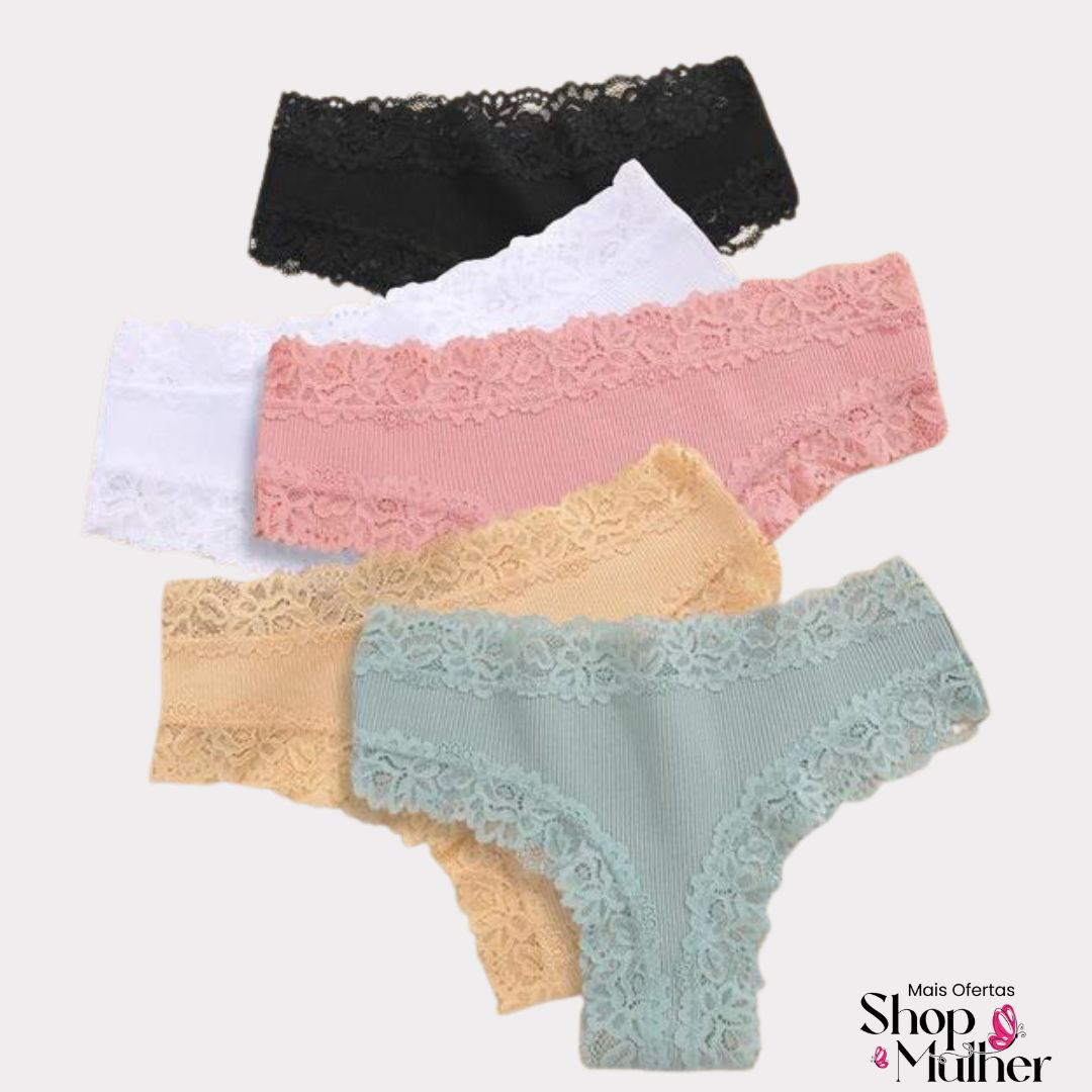 [PROMOÇÃO DE LANÇAMENTO COMPRE 5 LEVE 10] Calcinha Algodão CottonLace - FRETE GRÁTIS